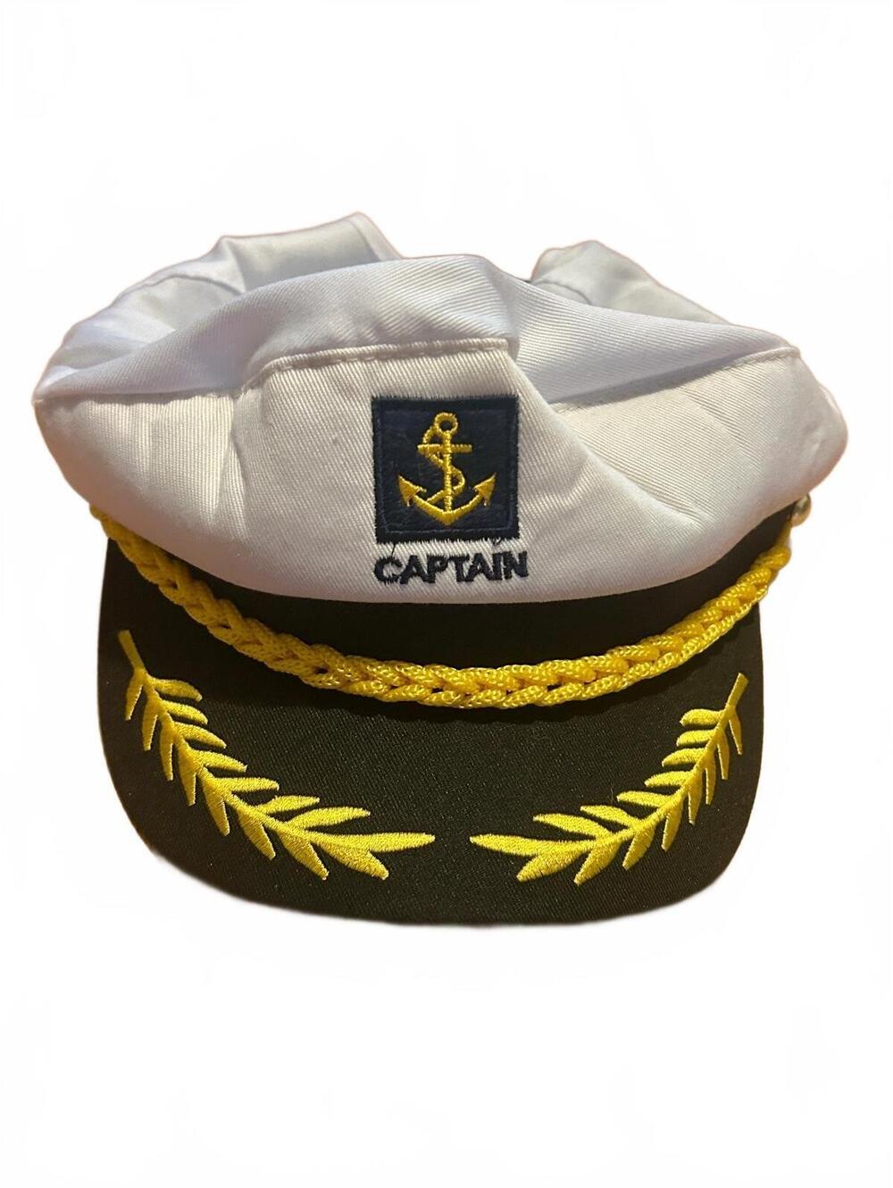 Captain Nautical Hat with Embroidered Anchor and Gold Leaf Design
